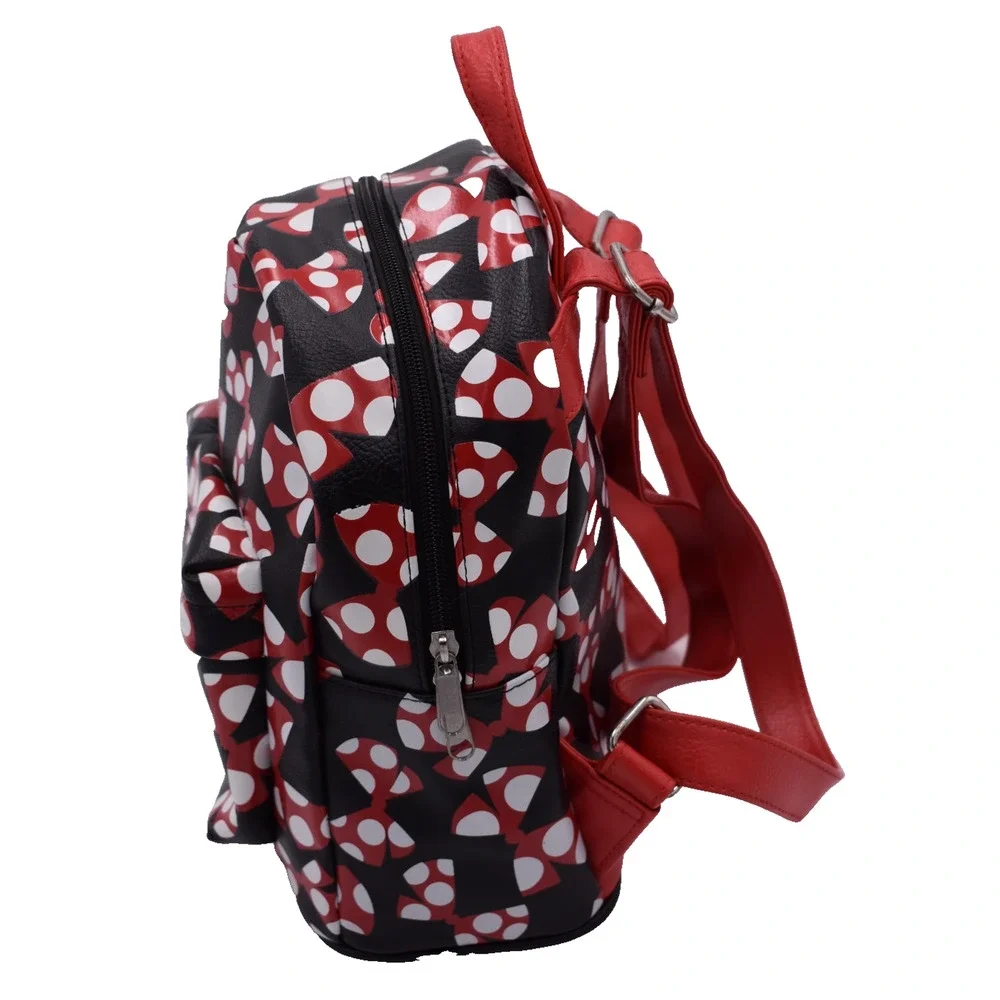 DISNEY PARKS Minnie Mouse Bows Mini Backpack Bag - Black & Red - Faux Leather